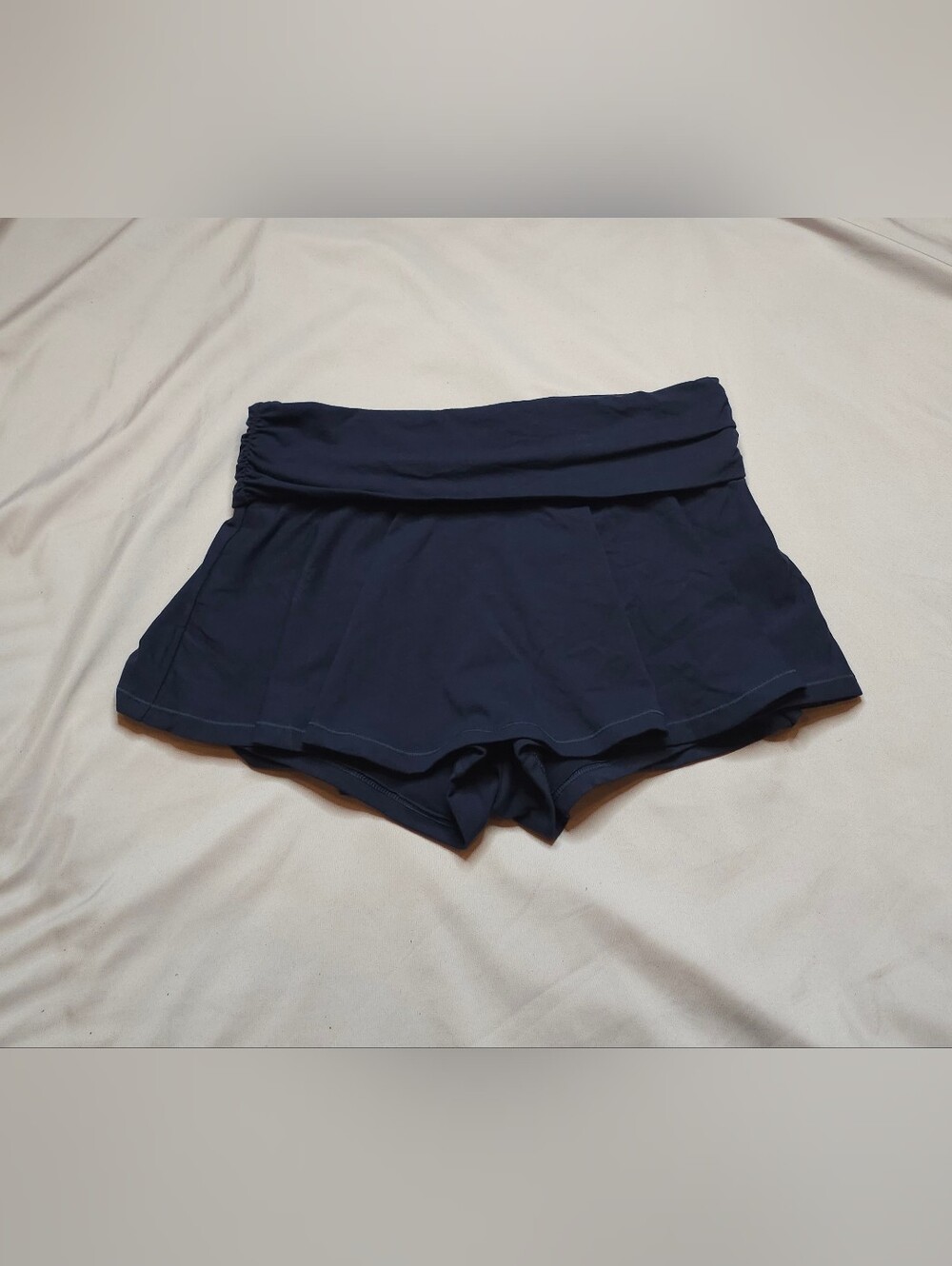 Skims Cotton Jersey Foldover Mini Skort BT-SKT-11289W Navy Size Small